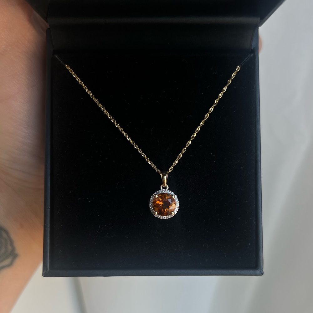 Citrine 14k gold necklace